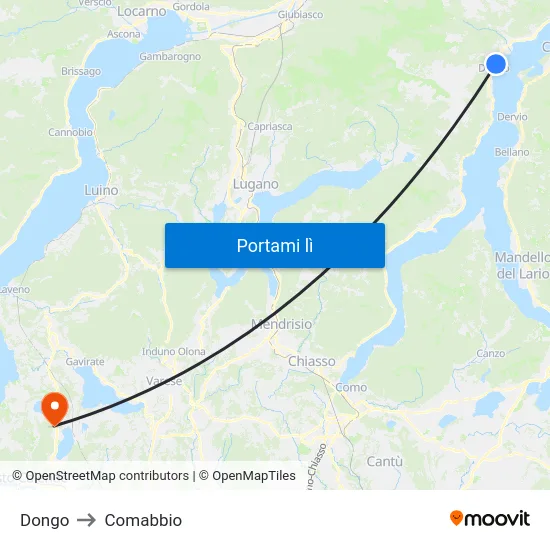 Dongo to Comabbio map