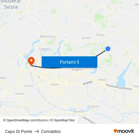 Capo Di Ponte to Comabbio map