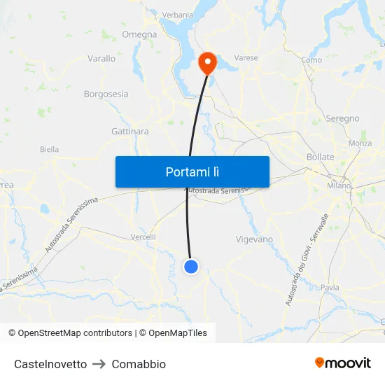 Castelnovetto to Comabbio map