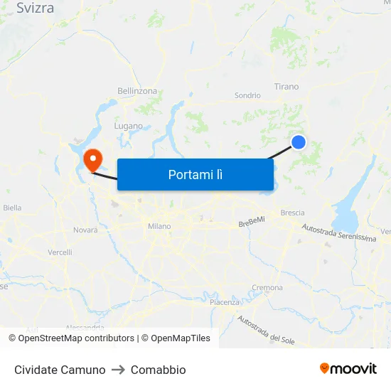 Cividate Camuno to Comabbio map