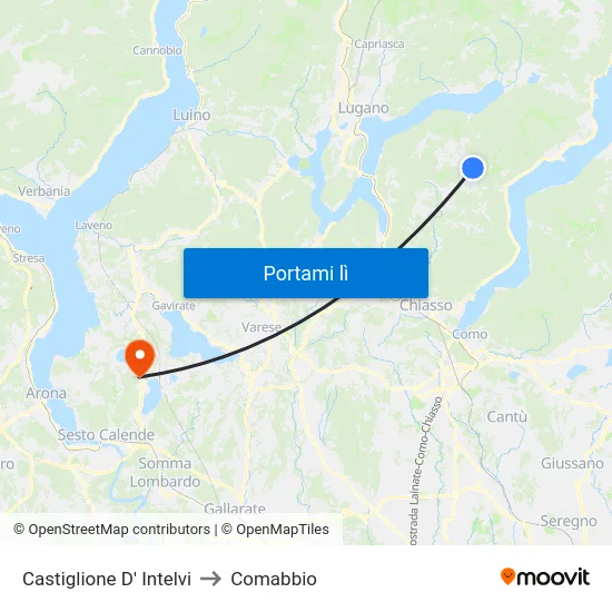 Castiglione D' Intelvi to Comabbio map
