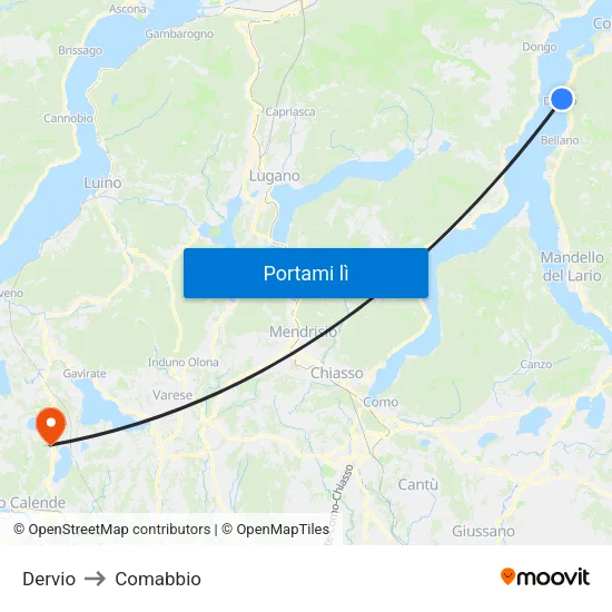 Dervio to Comabbio map