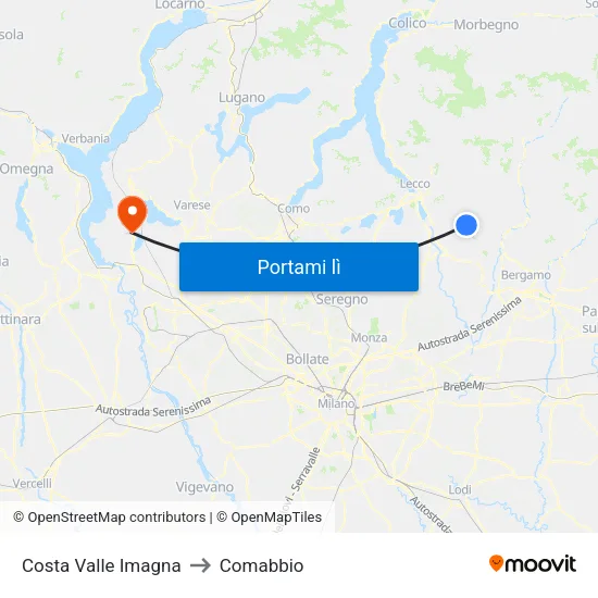 Costa Valle Imagna to Comabbio map