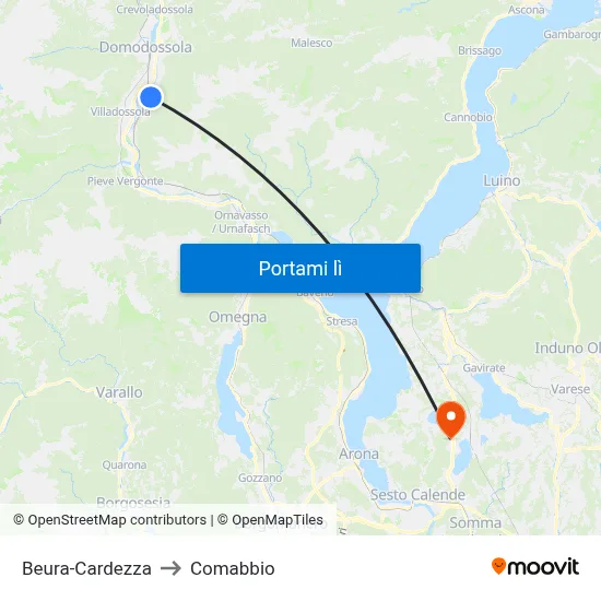 Beura-Cardezza to Comabbio map