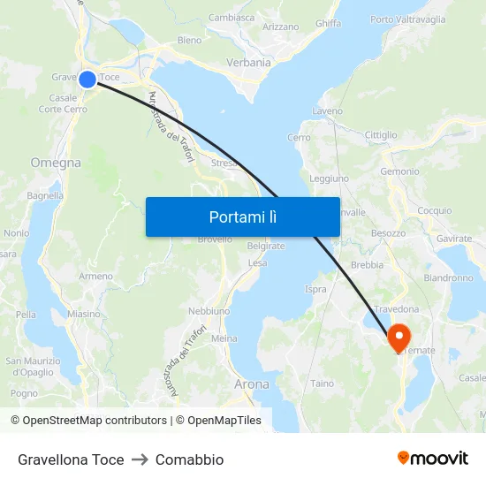 Gravellona Toce to Comabbio map