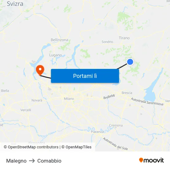 Malegno to Comabbio map