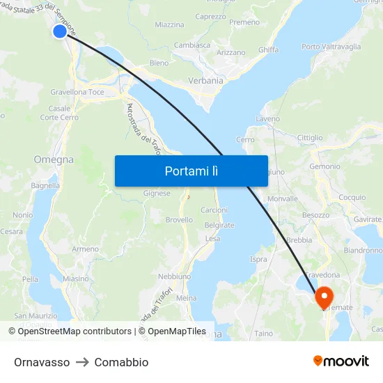 Ornavasso to Comabbio map