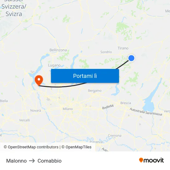 Malonno to Comabbio map