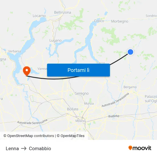 Lenna to Comabbio map