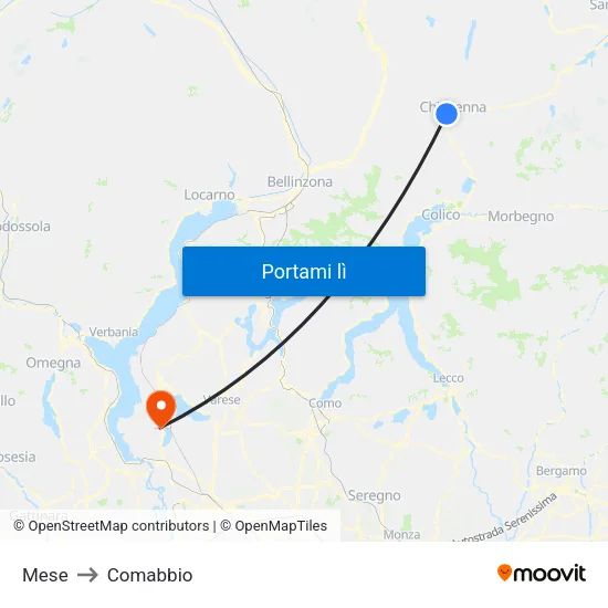 Mese to Comabbio map