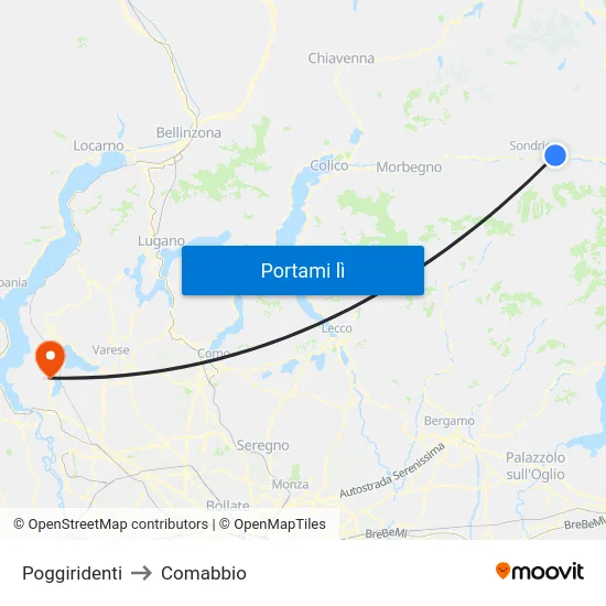 Poggiridenti to Comabbio map