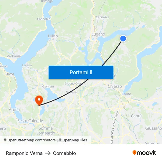 Ramponio Verna to Comabbio map