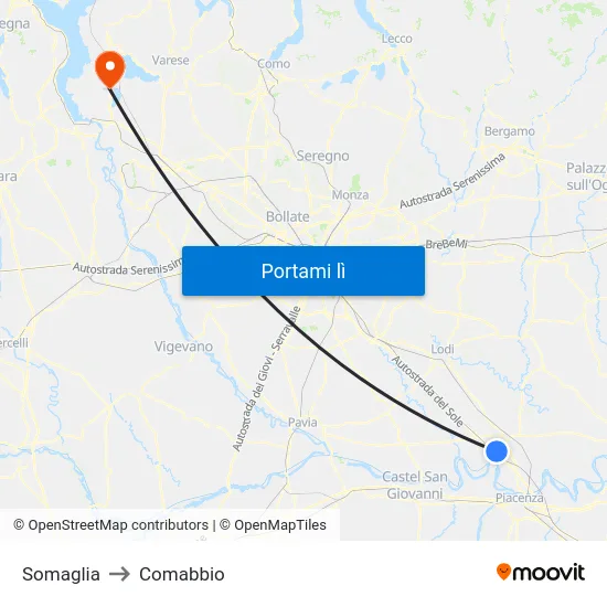 Somaglia to Comabbio map