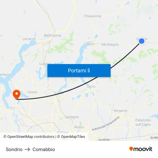 Sondrio to Comabbio map