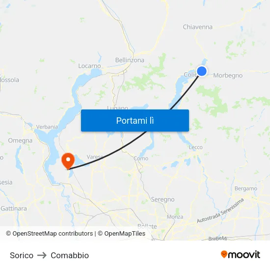 Sorico to Comabbio map