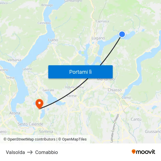 Valsolda to Comabbio map