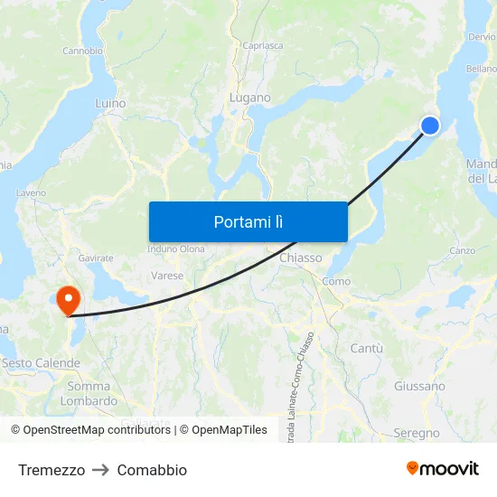 Tremezzo to Comabbio map