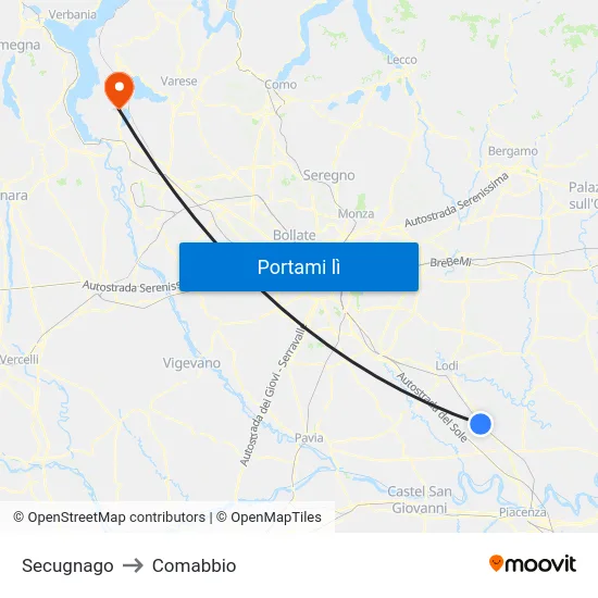 Secugnago to Comabbio map