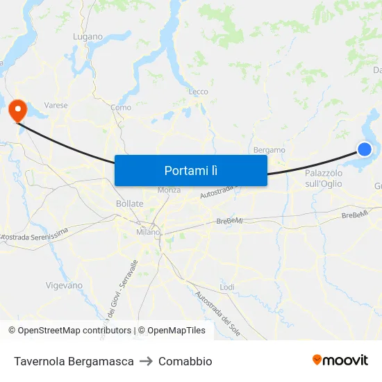 Tavernola Bergamasca to Comabbio map