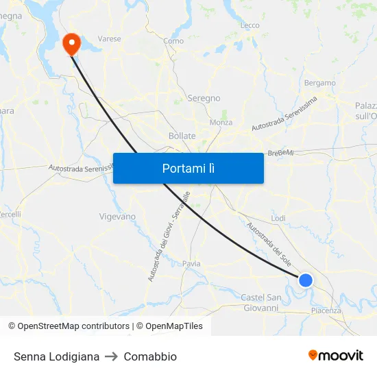 Senna Lodigiana to Comabbio map