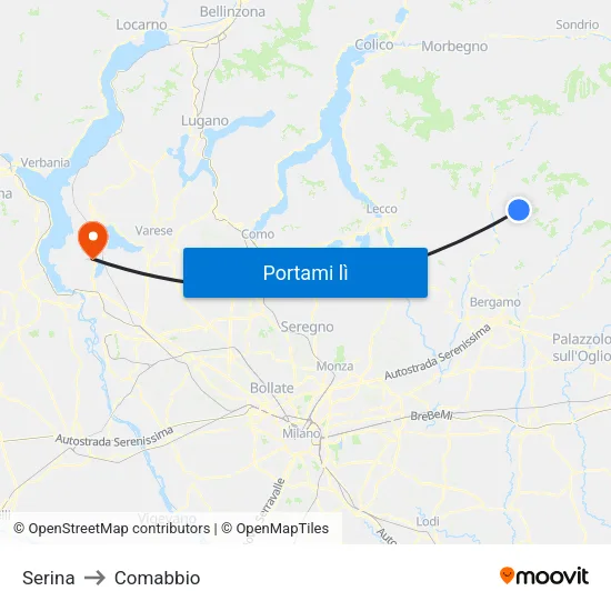 Serina to Comabbio map