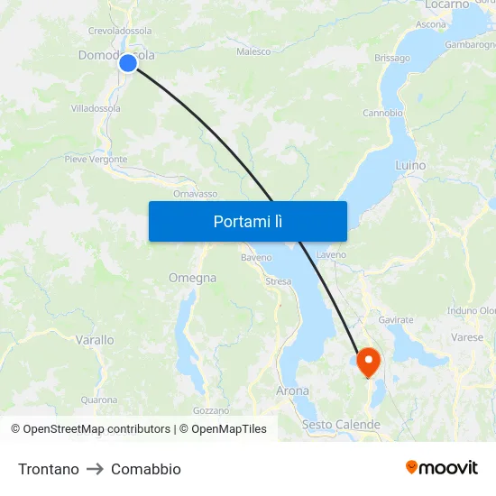 Trontano to Comabbio map