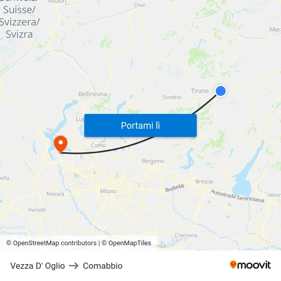 Vezza D' Oglio to Comabbio map