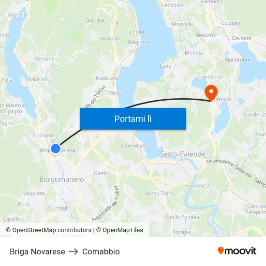 Briga Novarese to Comabbio map