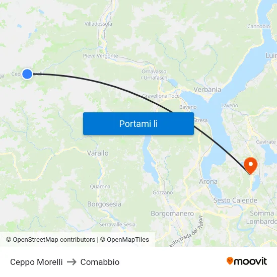 Ceppo Morelli to Comabbio map