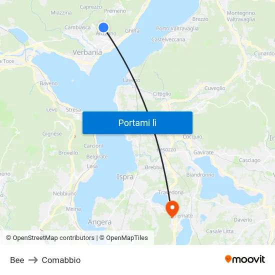 Bee to Comabbio map