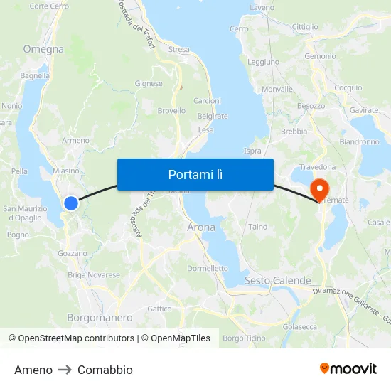 Ameno to Comabbio map