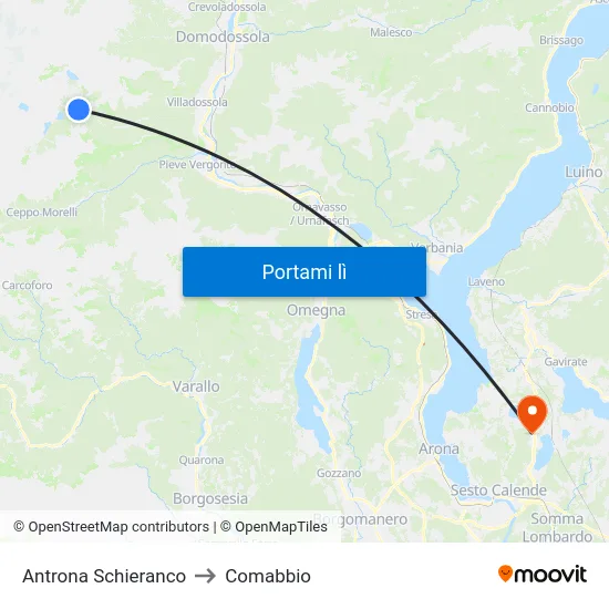 Antrona Schieranco to Comabbio map