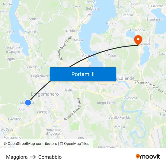 Maggiora to Comabbio map