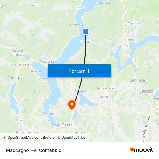 Maccagno to Comabbio map
