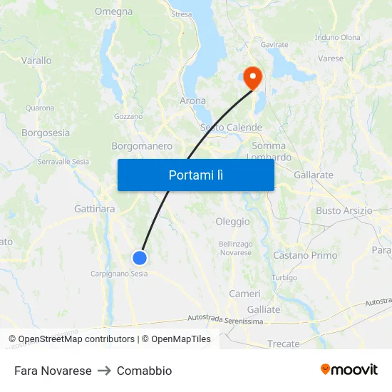 Fara Novarese to Comabbio map