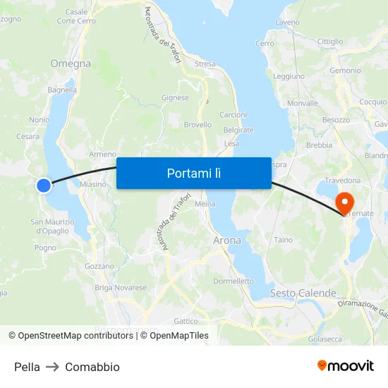 Pella to Comabbio map