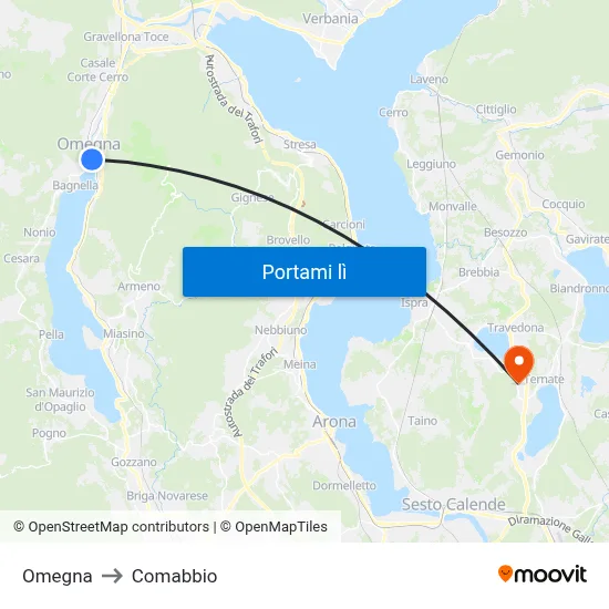 Omegna to Comabbio map