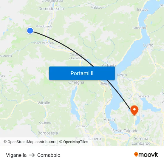 Viganella to Comabbio map