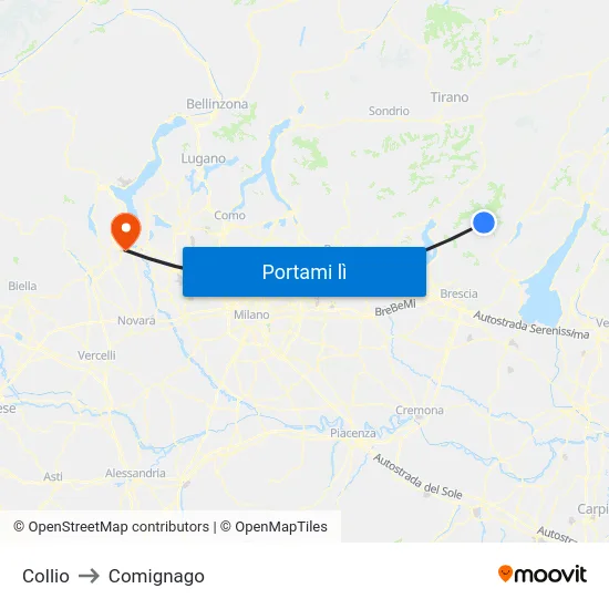 Collio to Comignago map