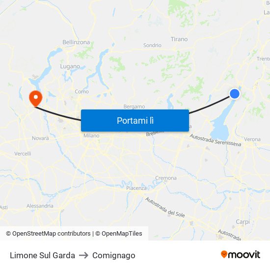 Limone Sul Garda to Comignago map