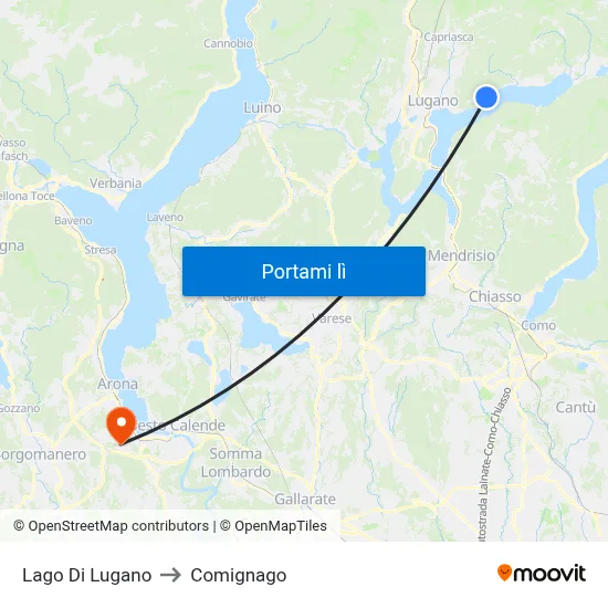 Lago Di Lugano to Comignago map