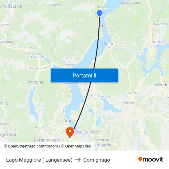 Lago Maggiore ( Langensee) to Comignago map