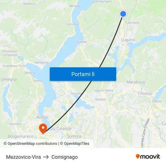 Mezzovico-Vira to Comignago map
