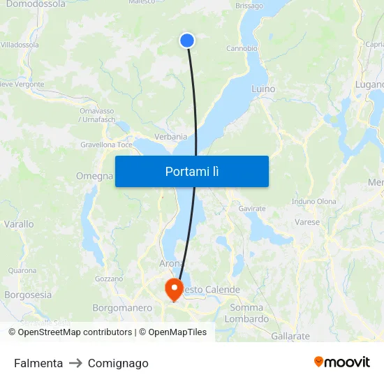 Falmenta to Comignago map