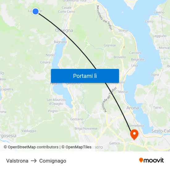 Valstrona to Comignago map