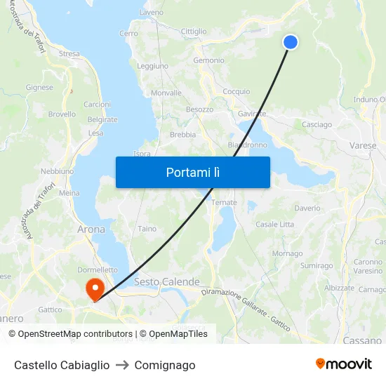 Castello Cabiaglio to Comignago map