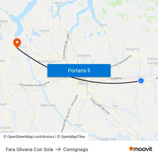 Fara Olivana Con Sola to Comignago map