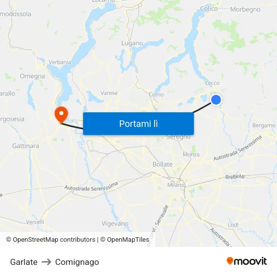 Garlate to Comignago map