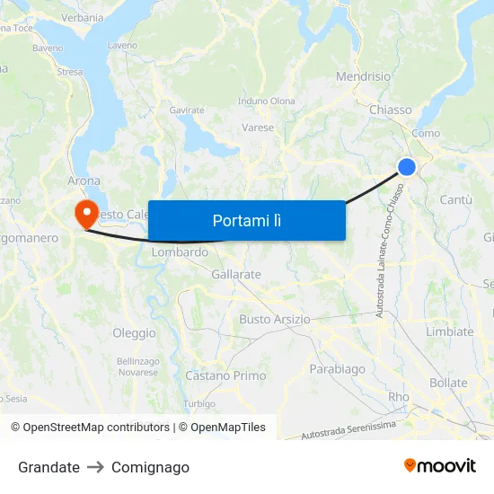 Grandate to Comignago map