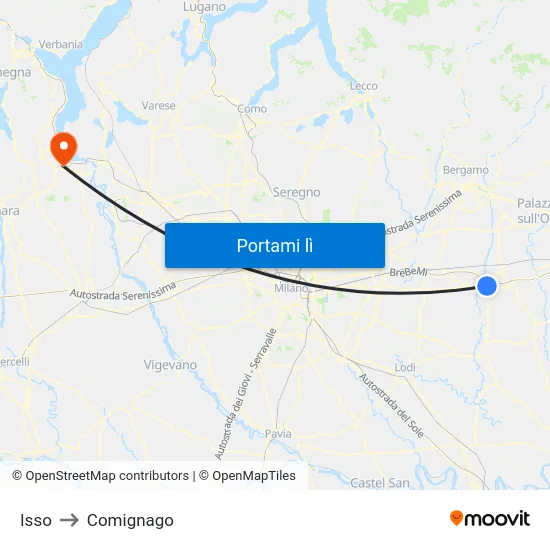 Isso to Comignago map